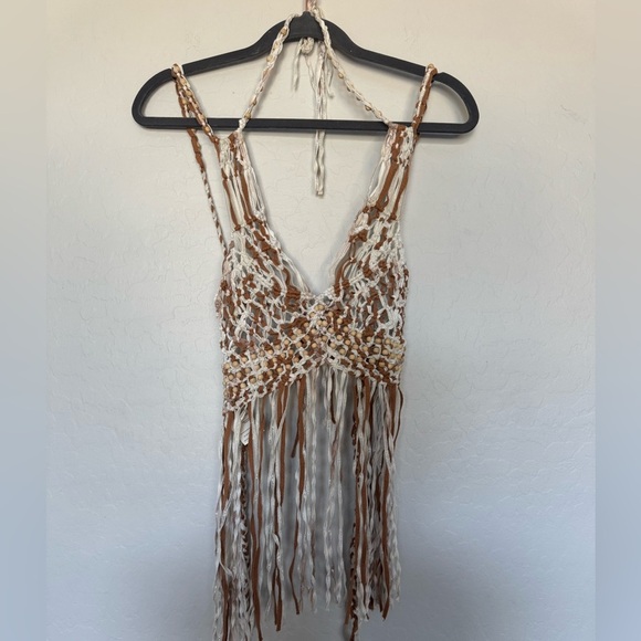 Free People Bali Coral Macrame Top size small New - Picture 3 of 11